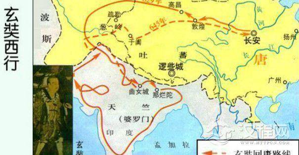 玄奘西行路线图