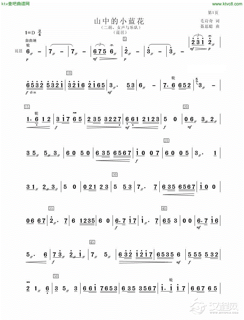 山中的小兰花(琵琶分谱)总谱