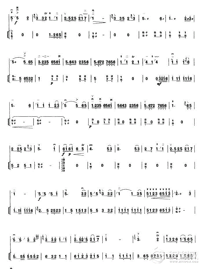 河南小曲(二胡扬琴二重奏曲)简谱