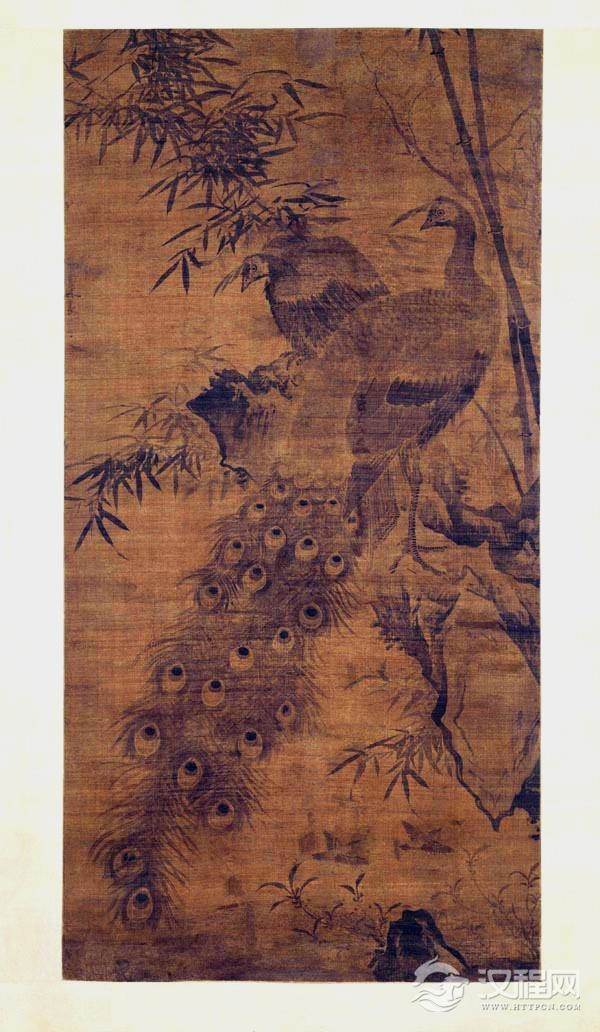 明 林良画选 灌木集禽图