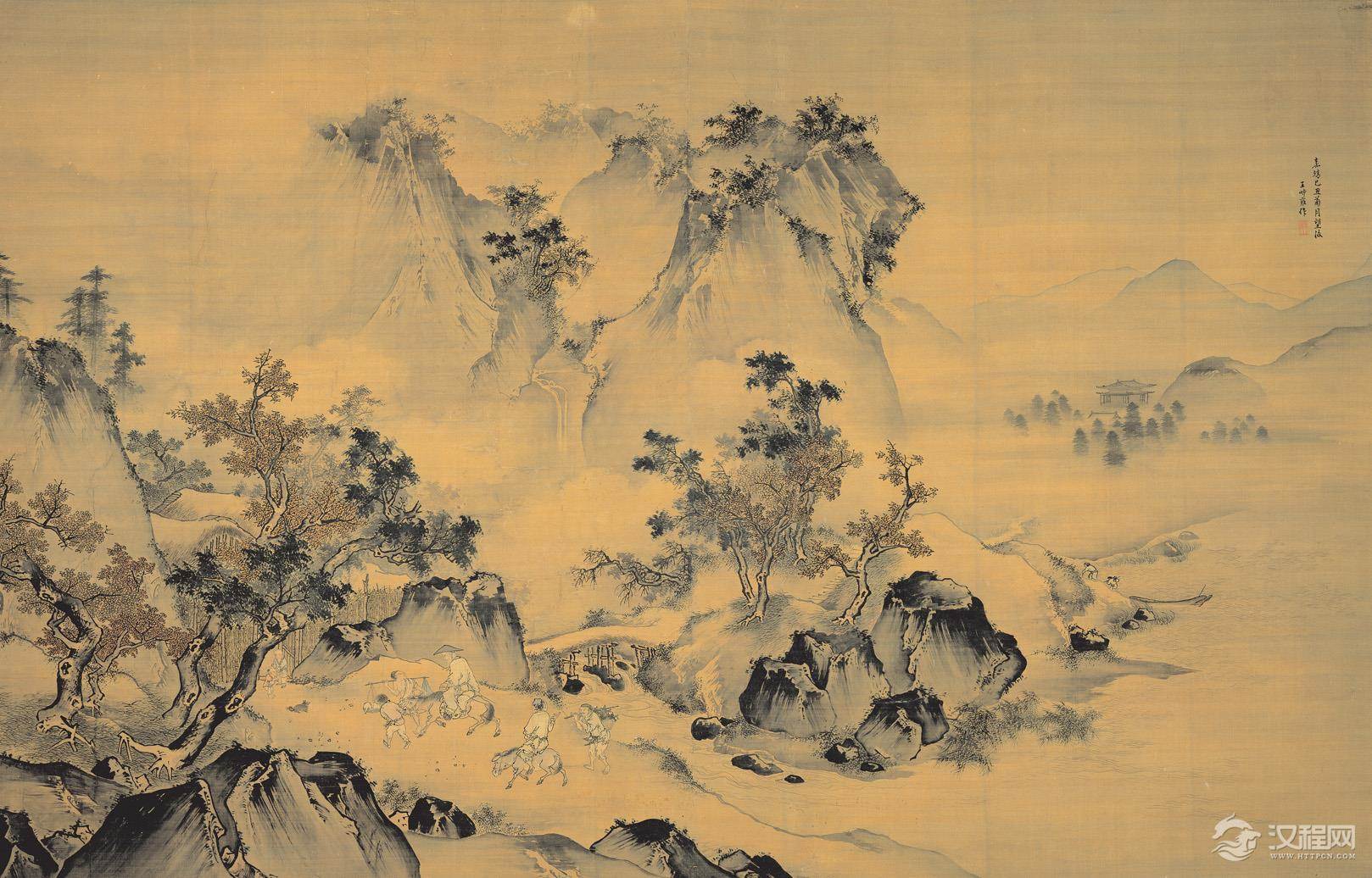 明 宫廷画家 王世昌画选 俯瞰激流图