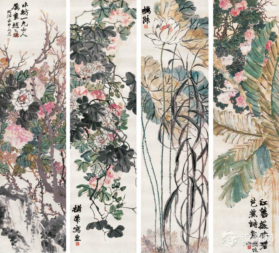 清 赵之谦画选 积书岩图 异鱼图 花卉图