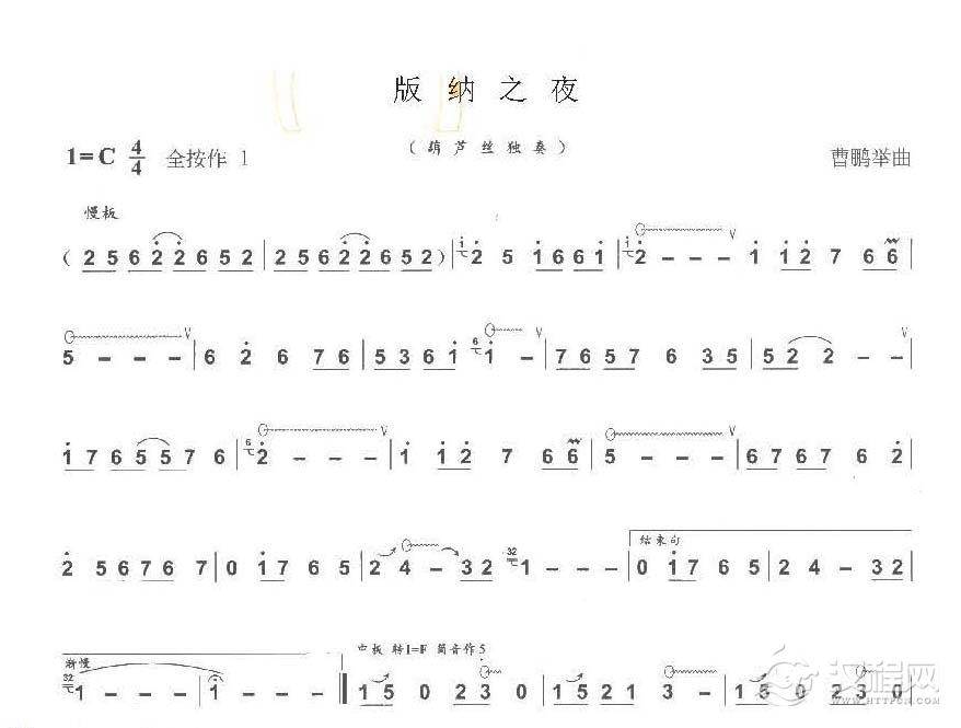 巴乌中高级乐曲《版纳之夜》曹鹏举曲