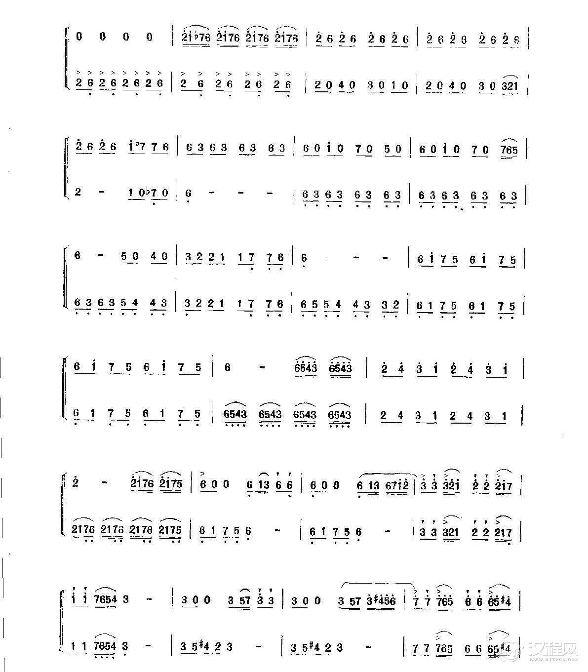 笛子练习曲选《二重奏——乘胜追击》竹笛练习乐谱