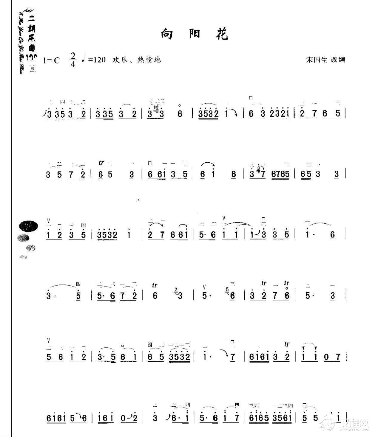 初级二胡演奏乐曲《向阳花》简单适合新手练习