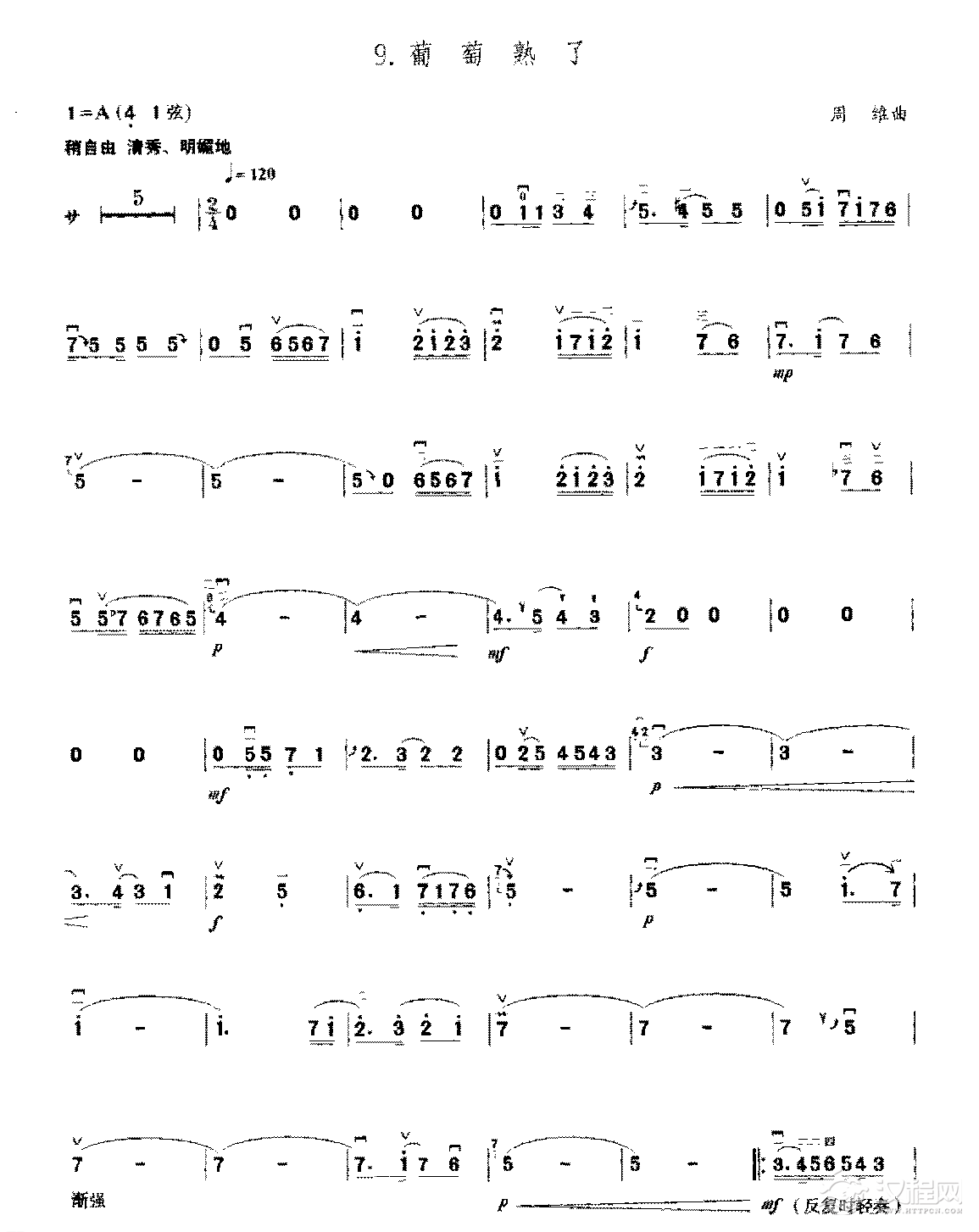 二胡独奏曲《葡萄熟了》