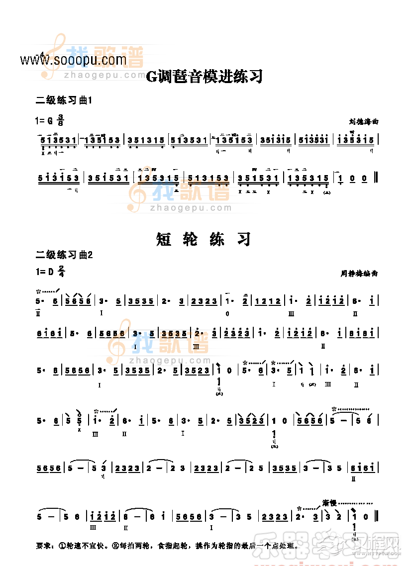 二级练习曲二首 民乐类 琵琶