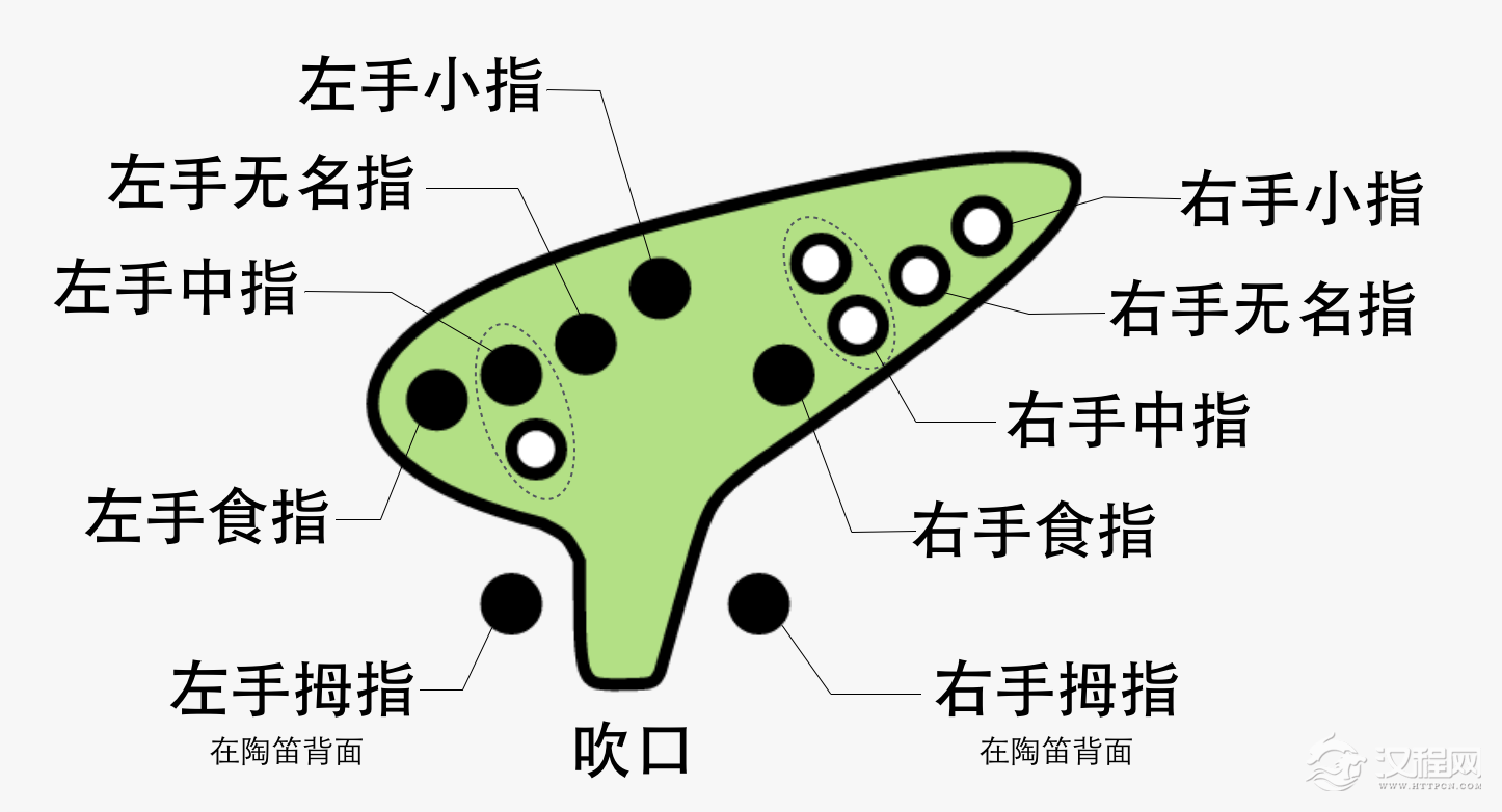 十二孔陶笛持笛方法图解