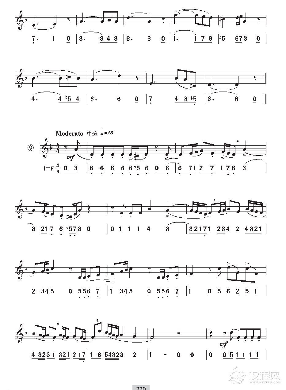 《视唱》二声部视唱与带连线切分音的练习