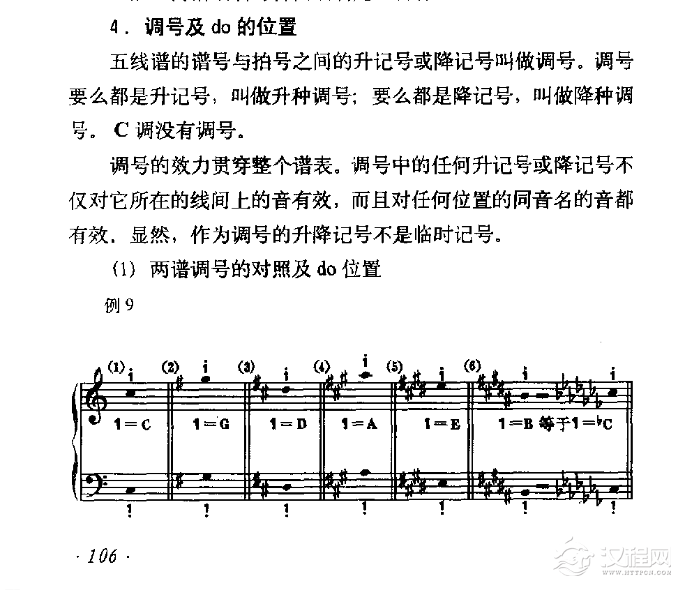 两谱调号的对照及do的位置