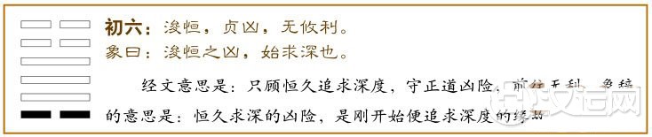 恒卦第一爻,爻辞:初六:浚恒,贞凶,无攸利。
