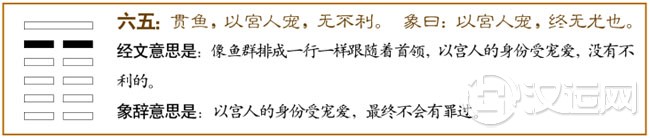 剥卦第五爻,爻辞:六五:贯鱼,以宫人宠,无 剥卦第五爻,爻辞:六五:贯鱼,以宫人宠,无