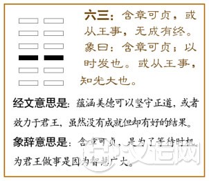 六三:含章可贞,或从王事,无成有终。