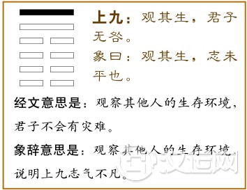 上九:观其生,君子无咎。