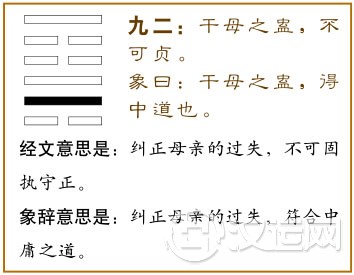 九二:干母之蛊,不可贞
