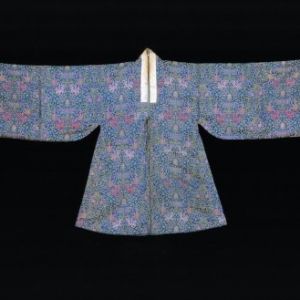 蓝地蔓草花纹锦男帔