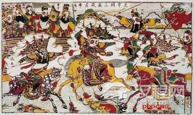 民间年画:虎牢关三英战吕布