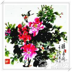 书画《醉沐春风》