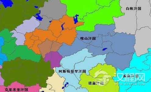 白帐汗国：金帐汗国的一部分，由拔都的兄弟斡儿答创立