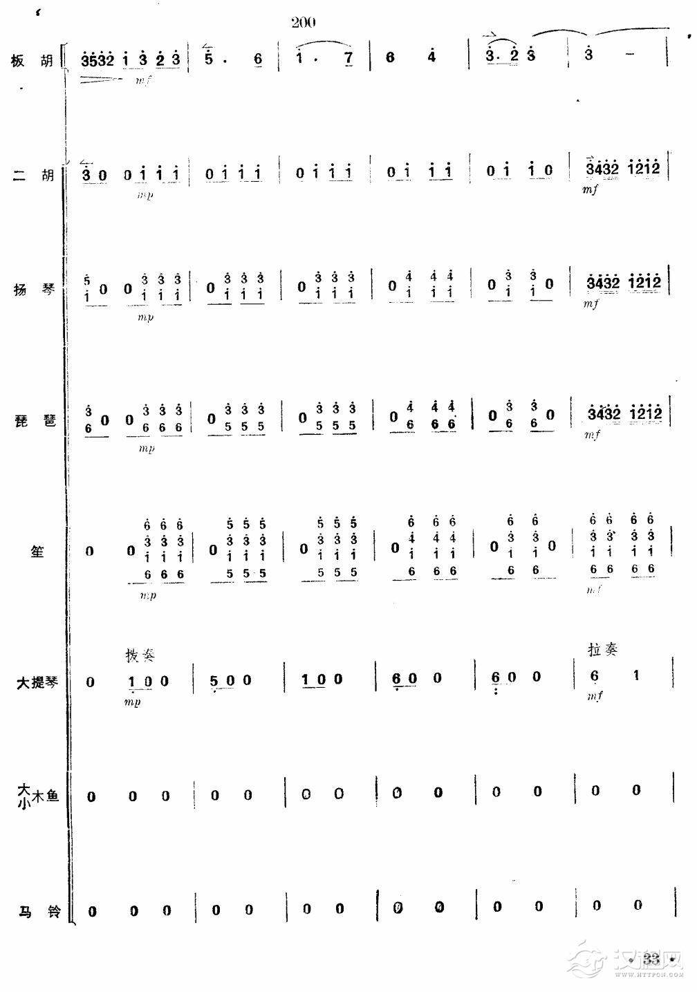 沿着社会主义大道奔前方（板胡独奏总谱）33总谱