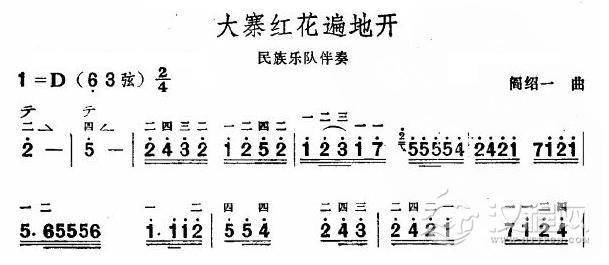 大寨红花遍地开(板胡独奏)其他曲谱