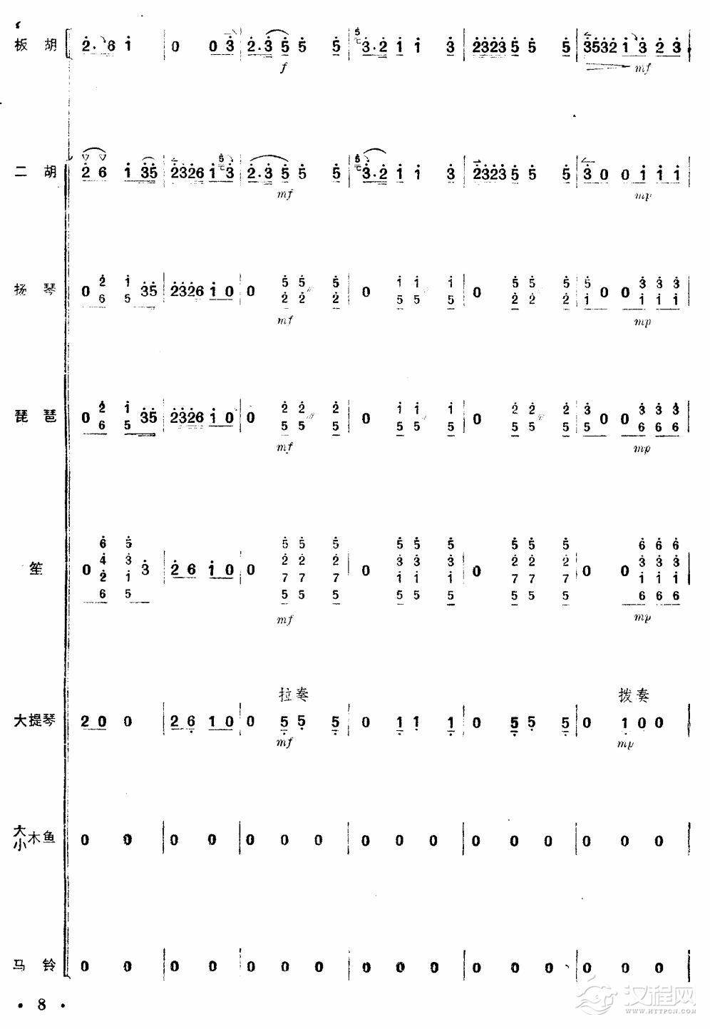 沿着社会主义大道奔前方（板胡独奏总谱）8总谱
