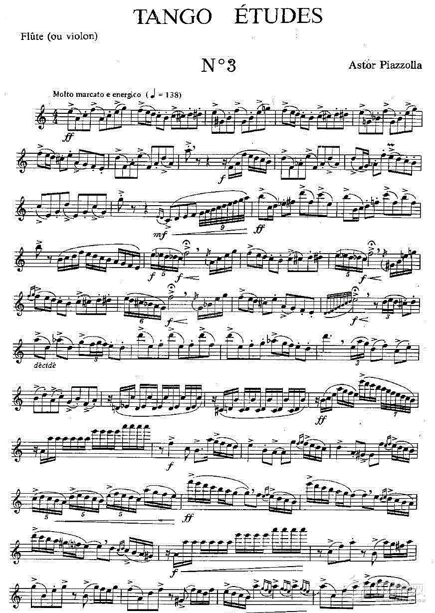 Tango`Etudes之三简谱