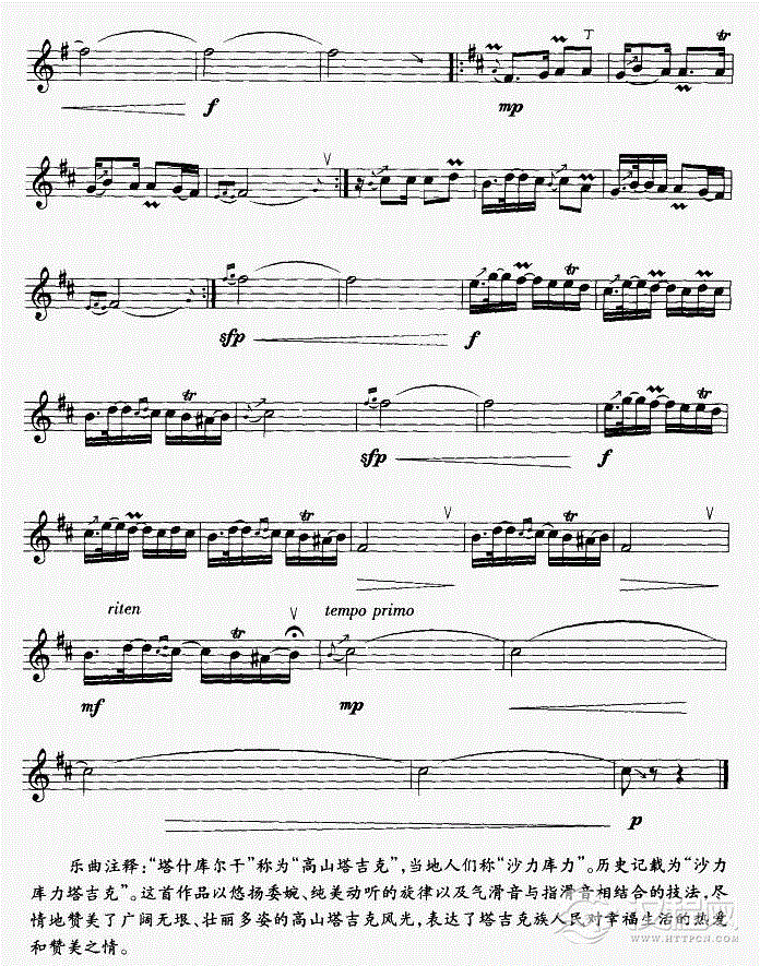 美丽的沙力库力（竖笛独奏）笛箫谱