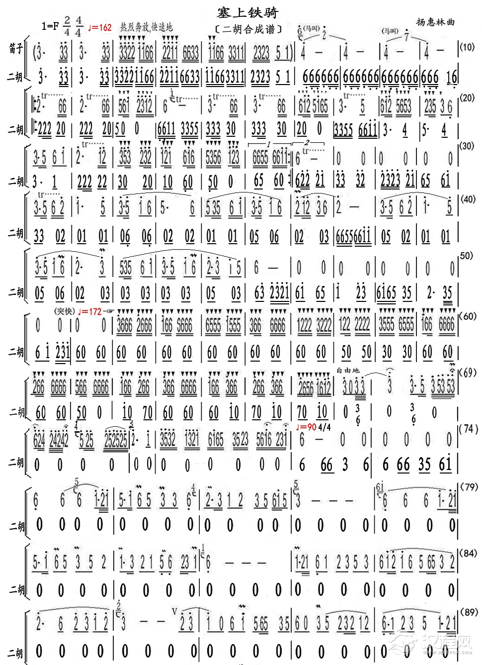 塞上铁骑（二胡合成谱）_简谱