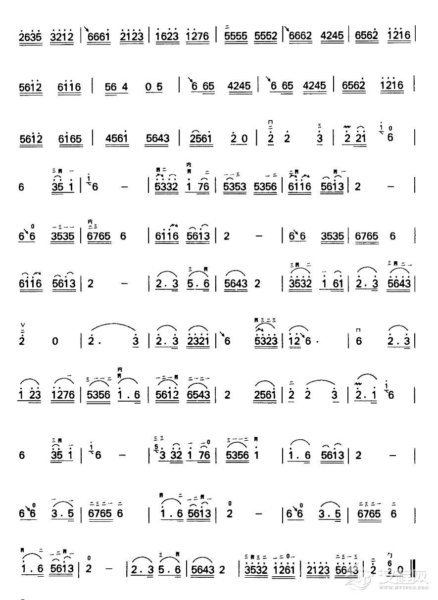 纺线线（二胡谱）简谱