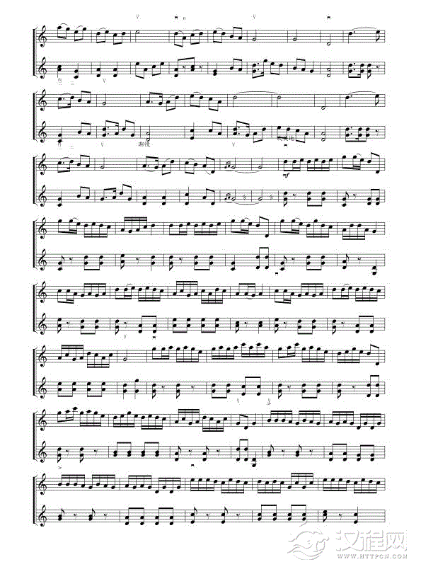 山村晚霞（线谱）简谱