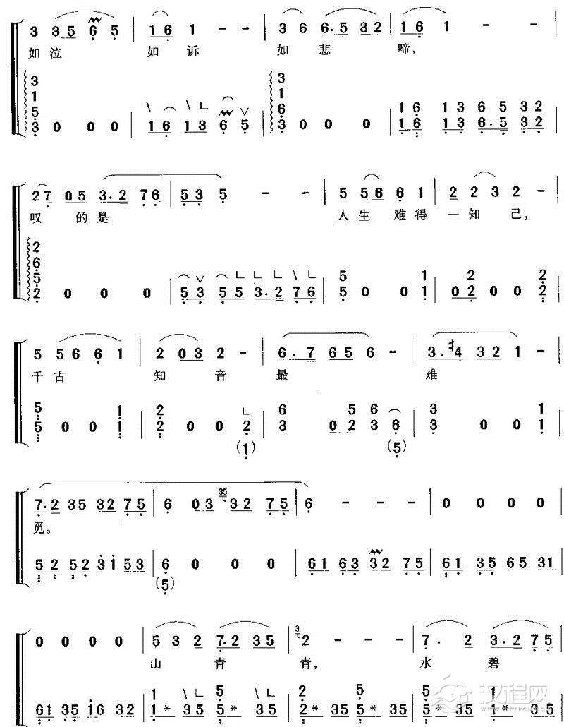 知音(古筝弹唱)古筝谱