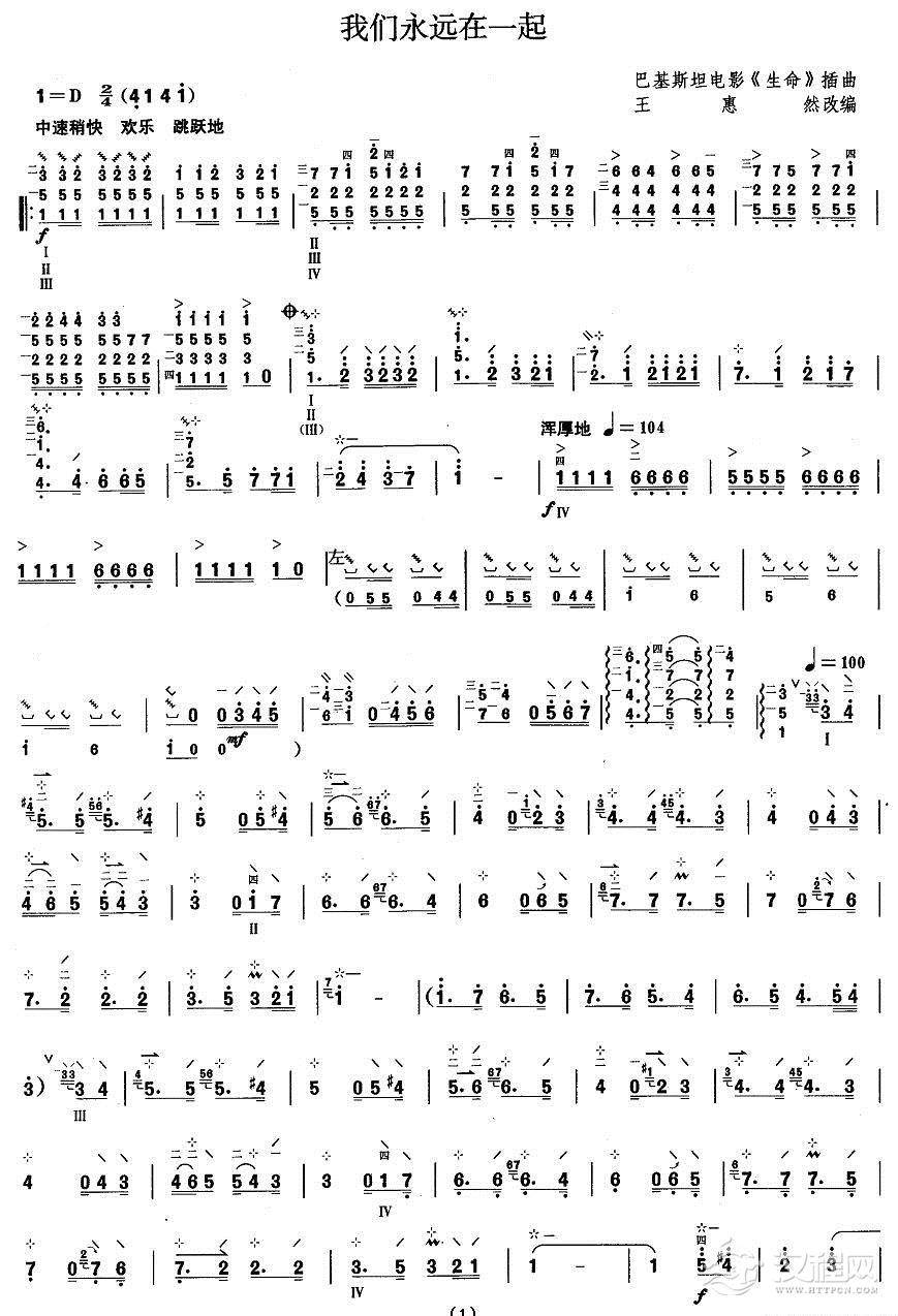 柳琴八级：我们永远在一起其他曲谱