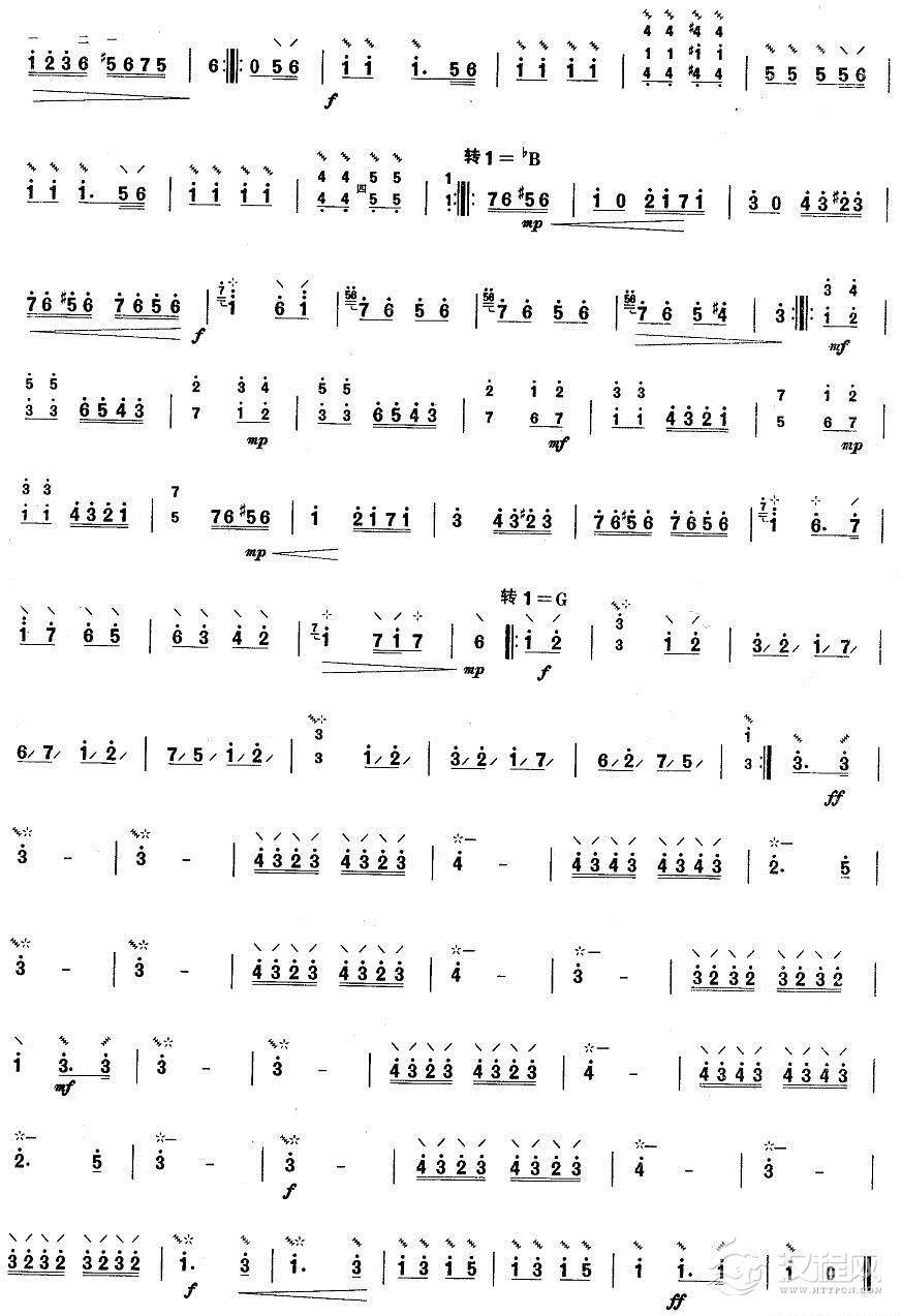 柳琴五级：土耳其进行曲简谱