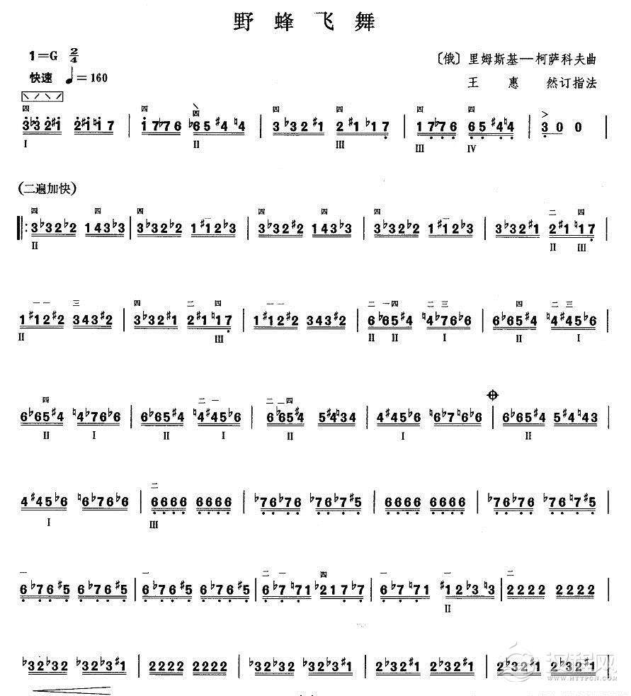 柳琴九级：野蜂飞舞其他曲谱