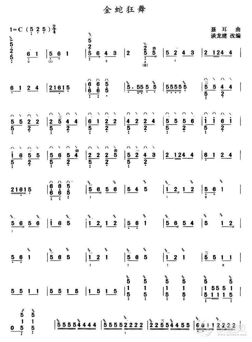 金蛇狂舞(三弦曲谱）二胡谱