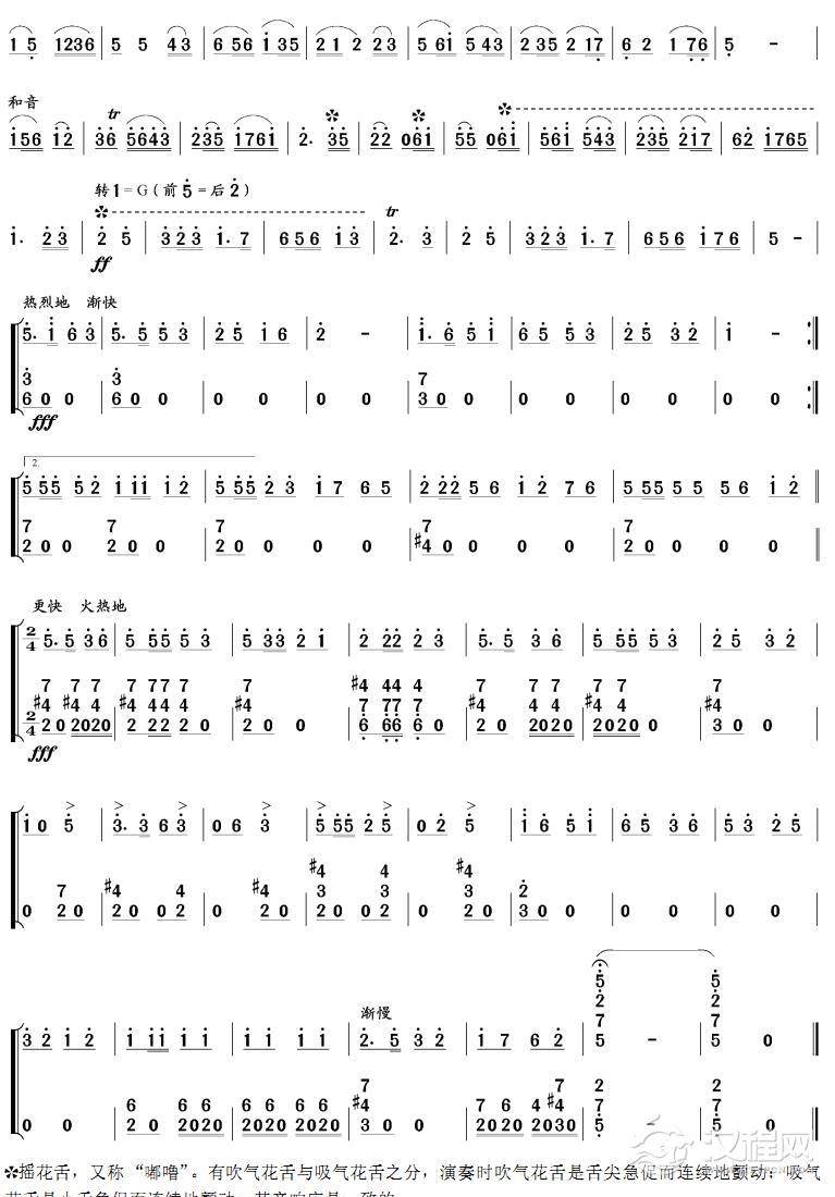 红花遍地开(笙独奏)其他曲谱