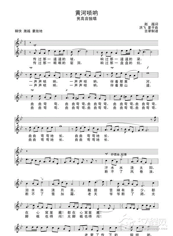 黄河唢呐（线谱）简谱
