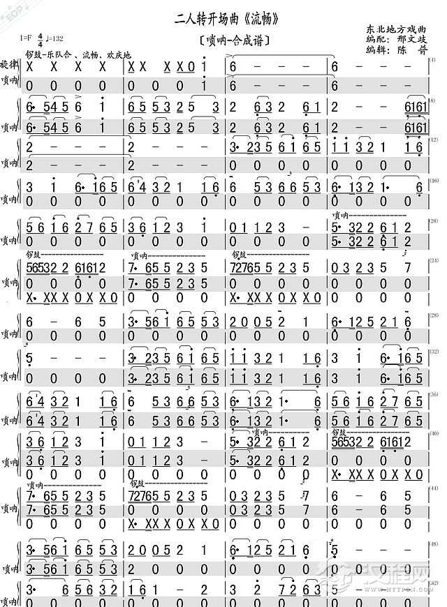 二人转开场曲《流畅》（唢呐合成谱）_简谱