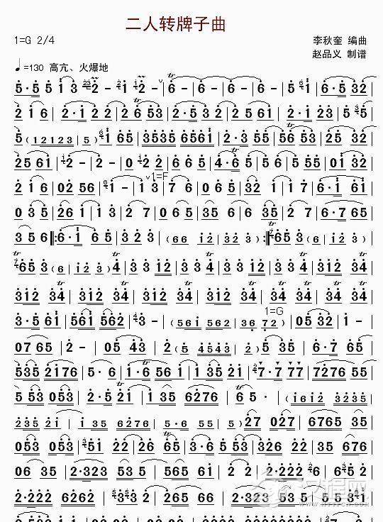 二人转牌子曲（唢呐独奏）_简谱