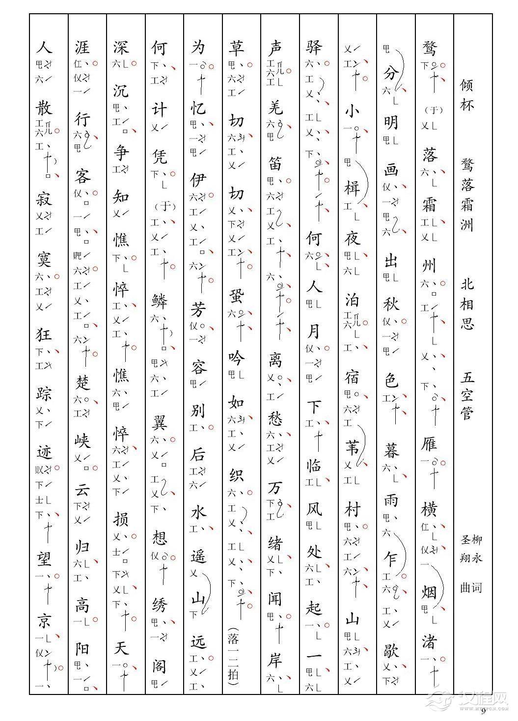 [南音工X谱] 倾杯 鹜落霜洲 柳永  北相思(1)_原文件名：05倾杯 鹜落霜洲 柳永  北相思-001.jpg