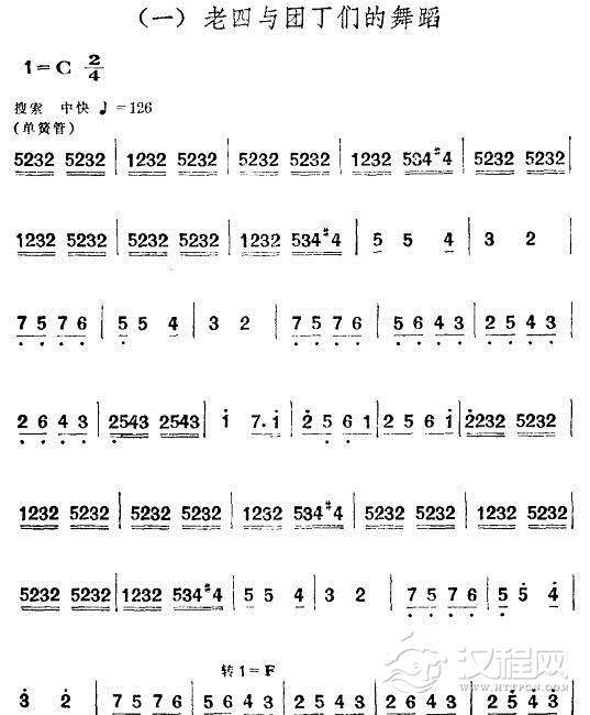 老四与团丁们的舞蹈（舞剧《红色娘子军》音乐选段）简谱
