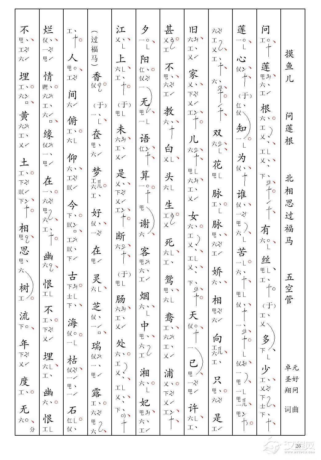 [南音工X谱] 摸（鱼儿 问莲根 元好问  北相思过福马）(1)_原文件名：12摸鱼儿 问莲根 元好问  北相思过福马-001.jpg