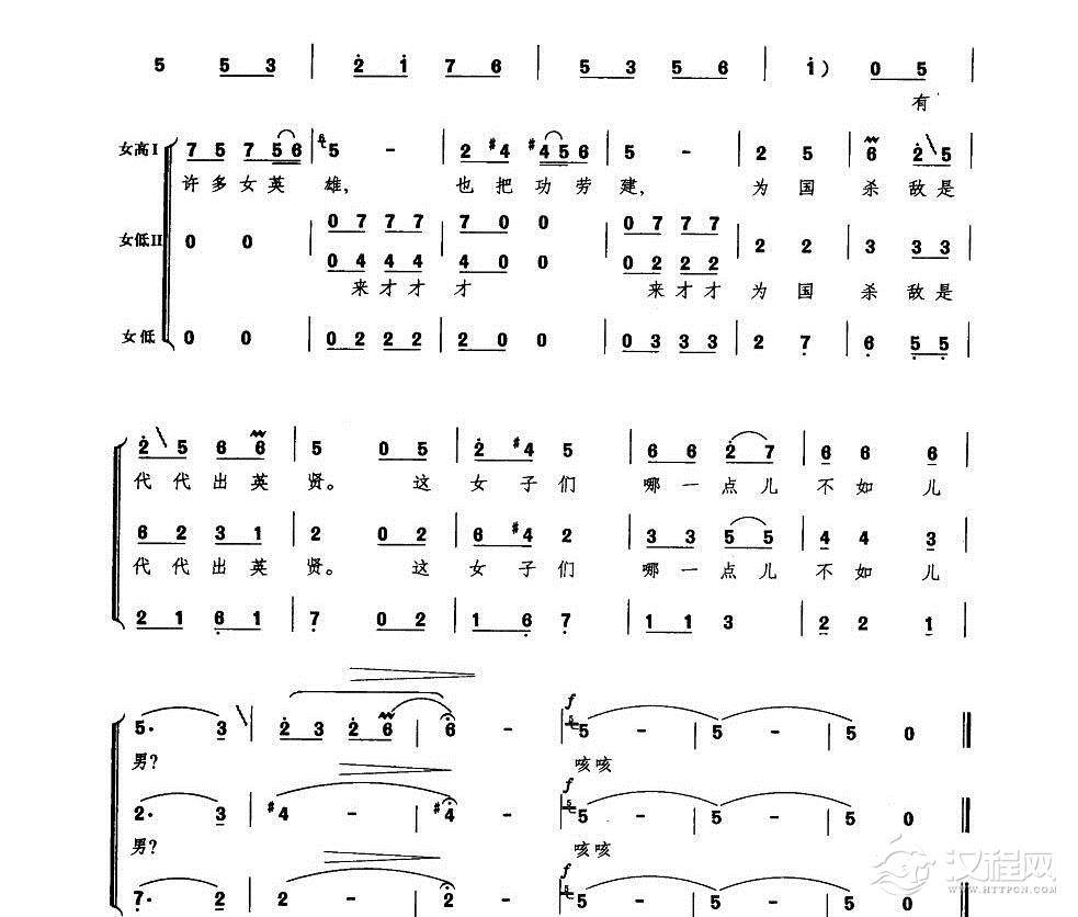 谁说女子不如男（简谱）其他曲谱