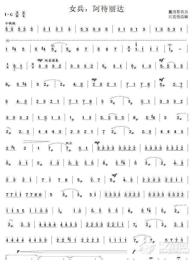 女兵,阿待丽达(扬琴谱)其他曲谱