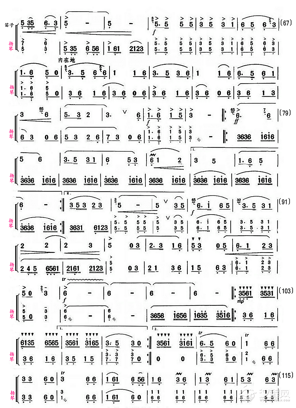 春到湘江（扬琴伴奏合成谱）_简谱
