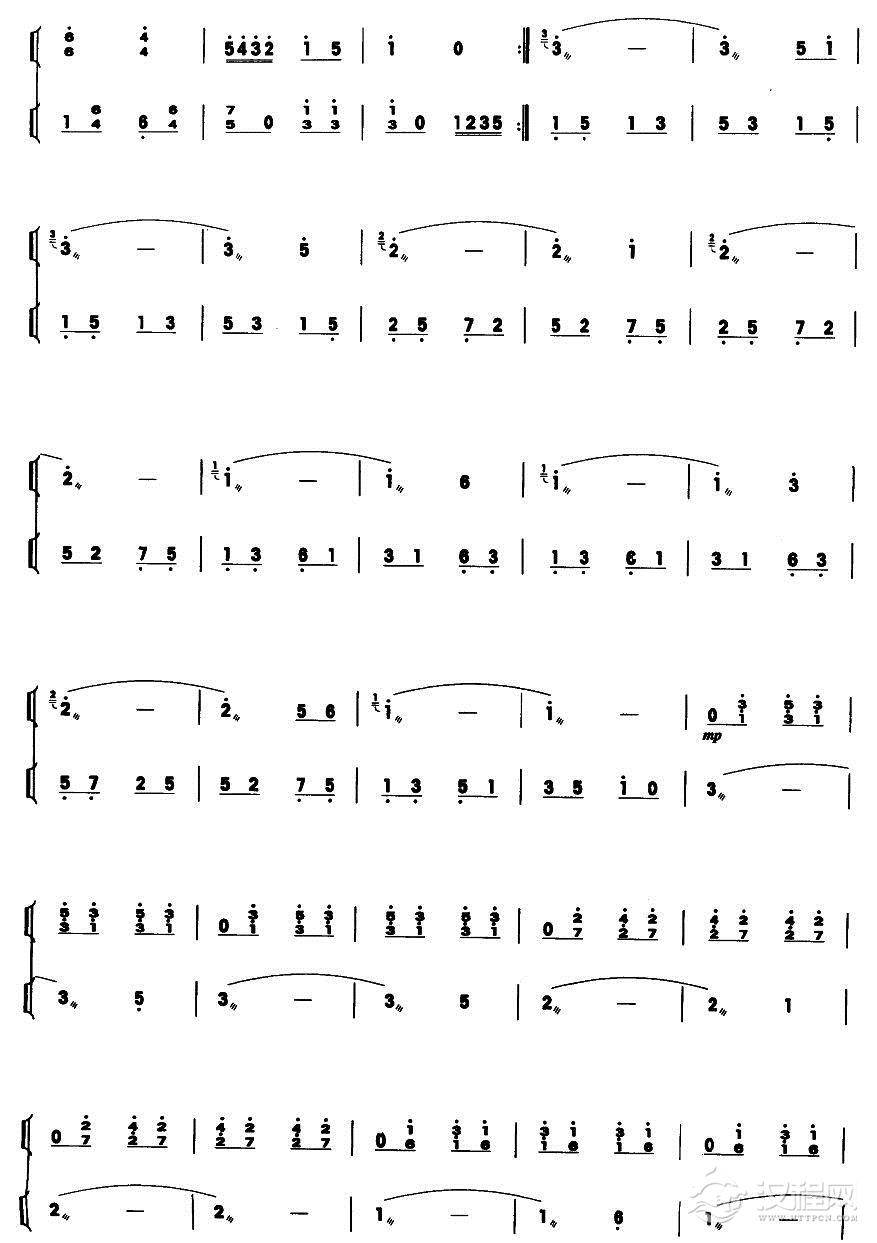 童心曲（扬琴二重奏）二胡谱