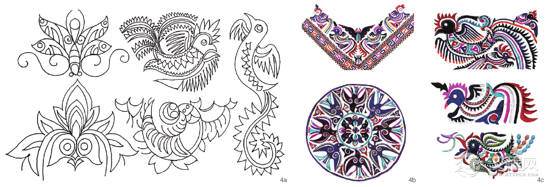 4. 榕江摆贝百鸟衣上的各式百鸟纹和蝴蝶纹