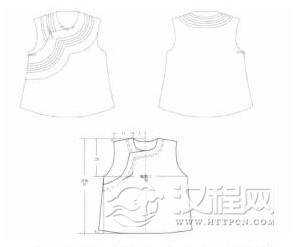     图3“圣扎”方言区女式背心款式图及参考结构图