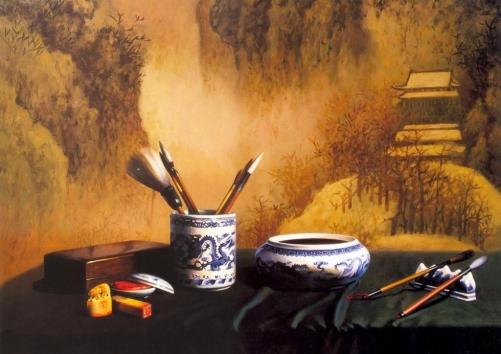 茶余联趣，上联：文房四宝青睐岁寒三友，期待您的精彩下联